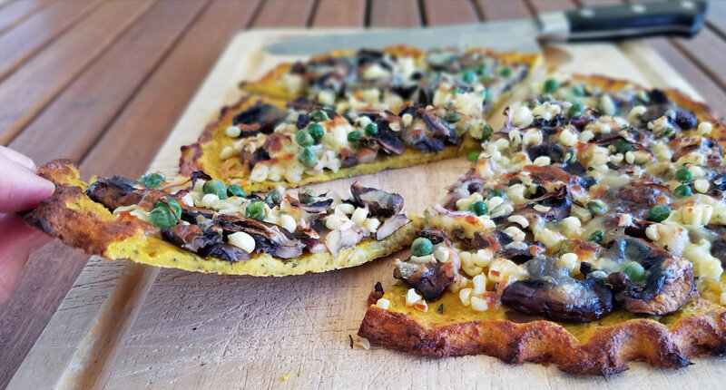 Corn cremini chickpea Cauliflower pizza 1900 | TheTasteWorkshop.com